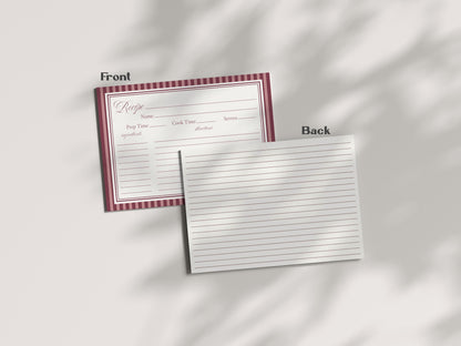 Wine Striped Recipe Card Bridal Shower Template, Burgundy Old Money Vino Before Vows Bridal Brunch, Modern Vintage Brunch with Bride WP1093