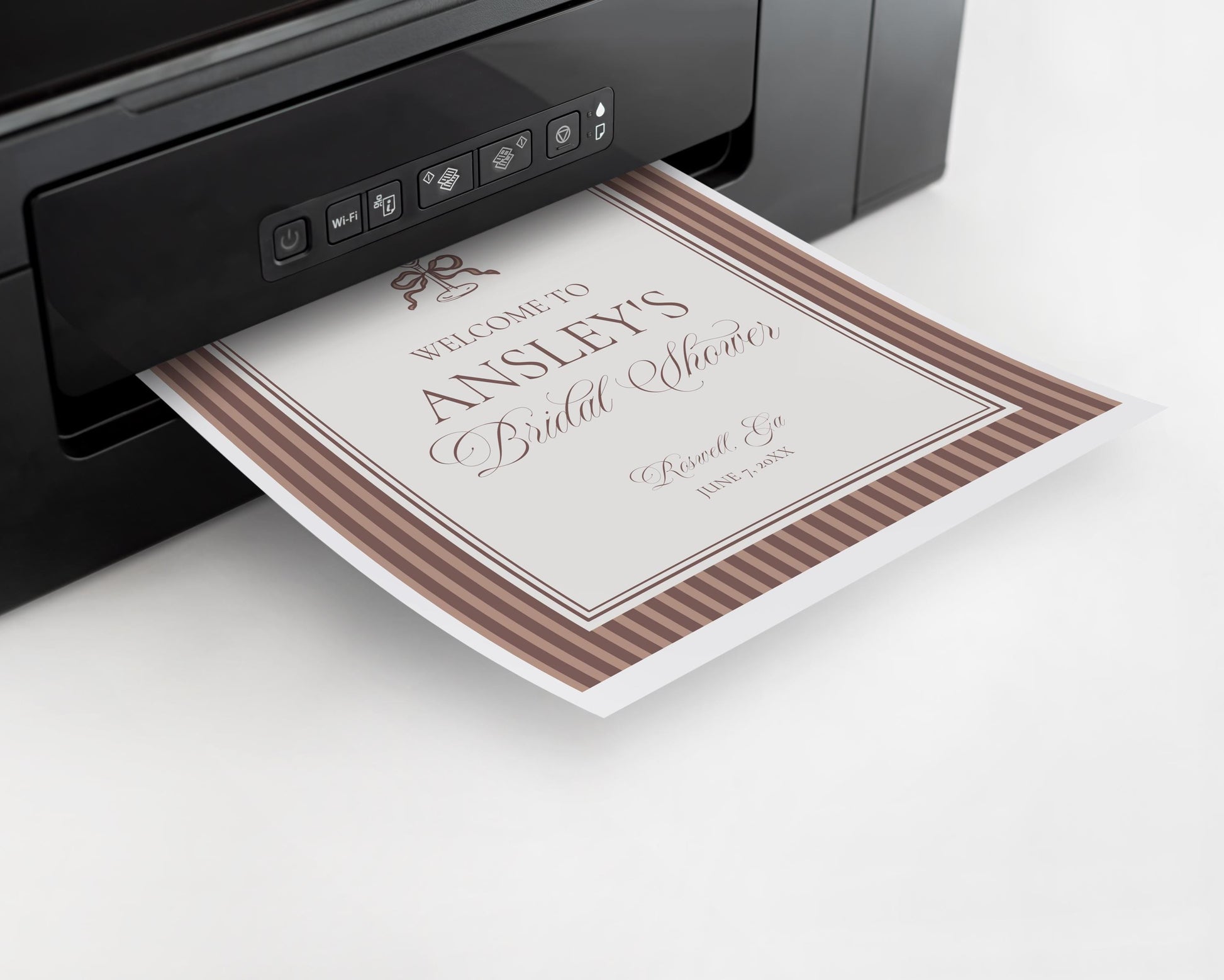 Espresso Martini Striped Bridal Shower Welcome Sign Template, Old Money Bridal Brunch, Modern Vintage Brunch with Bride, Love Brewing WP1091