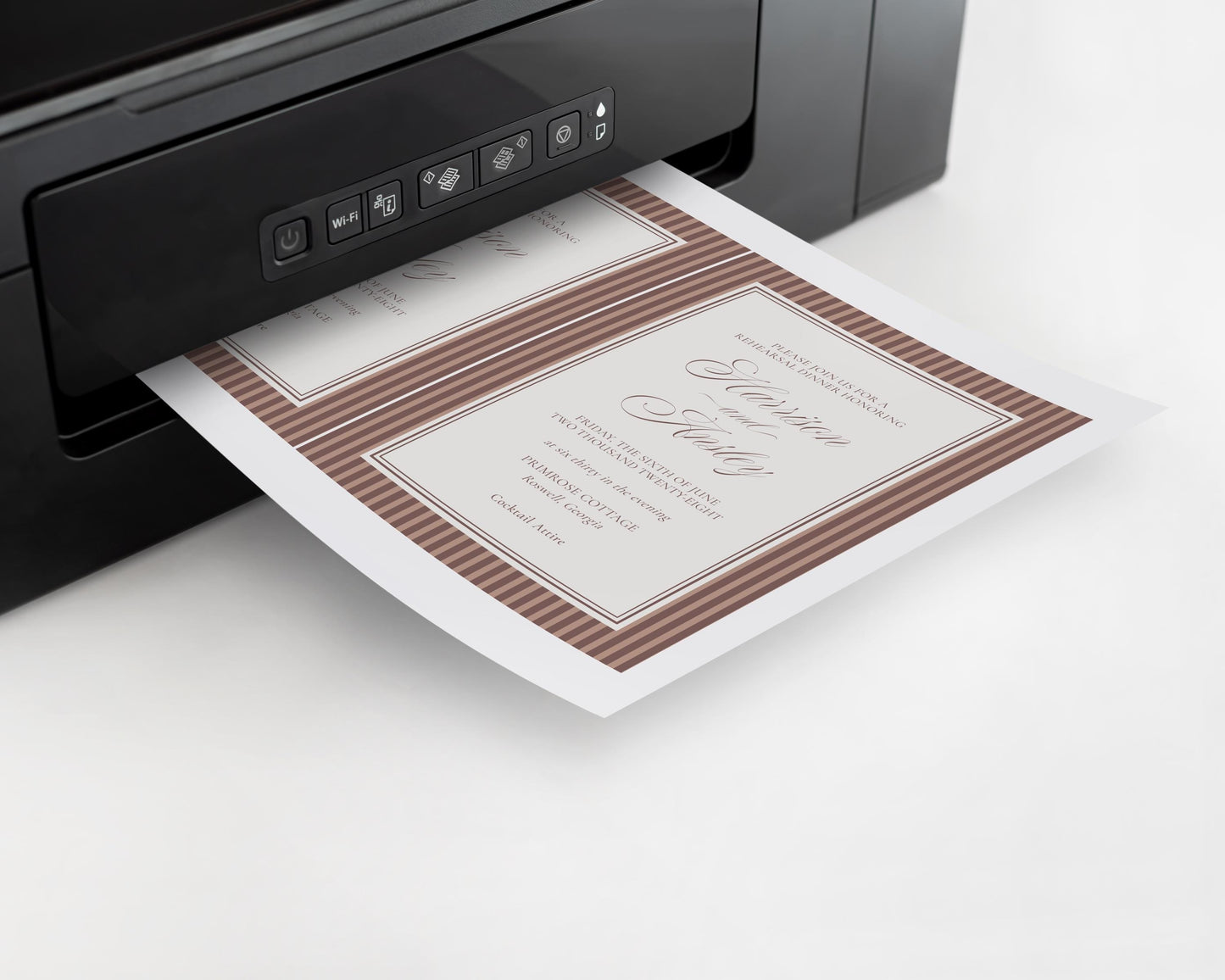 Espresso Martini Striped Thank You Card Template, Old Money Bridal Shower, Night Before Rehearsal Dinner, Modern Vintage Wedding WP1091