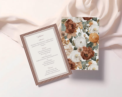 Espresso Martini Striped Menu Template, Old Money Love Brewing Bridal Shower, Night Before Rehearsal Dinner, Modern Vintage Wedding WP1091