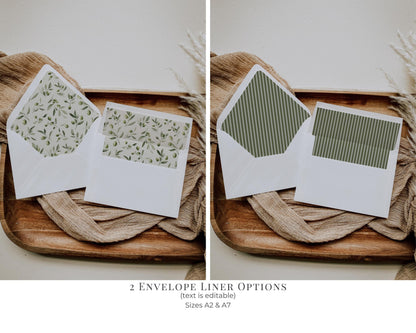 Martini Striped Envelope Liner Template, Old Money Bridal Shower, Olive Green Wedding, Modern Vintage Night Before Rehearsal Dinner WP1092