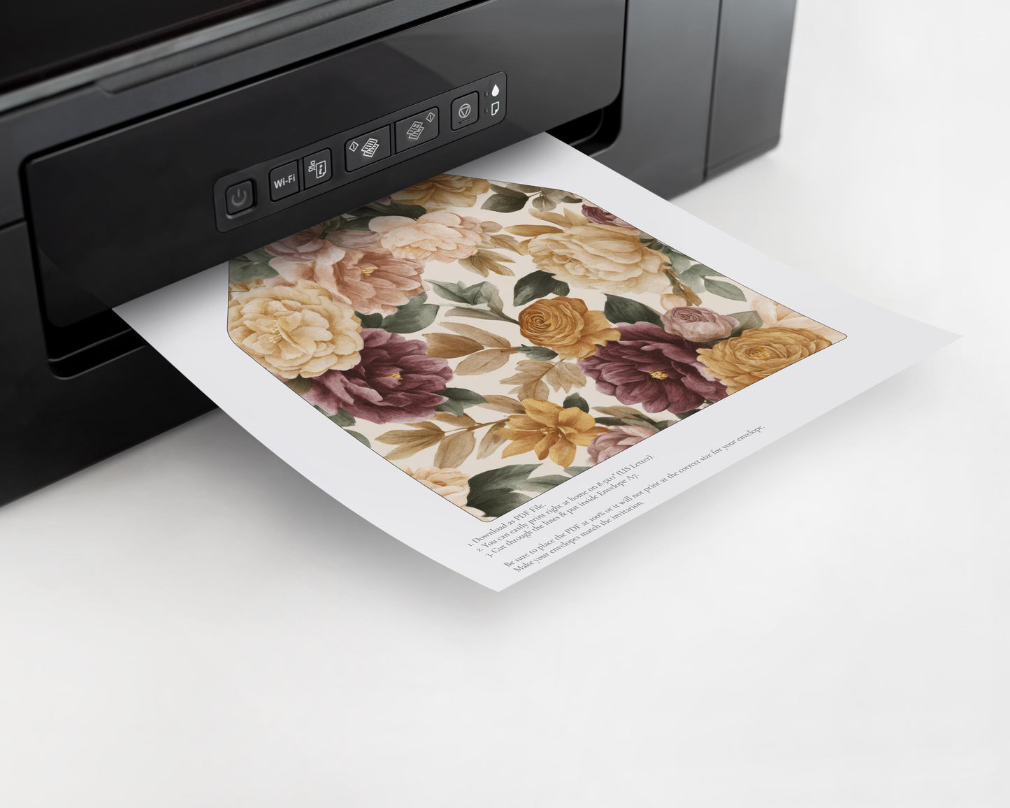 Wine Floral Envelope Liner Template, Old Money Bridal Shower, Burgundy Wedding, Modern Vintage Night Before Rehearsal Dinner WP1093