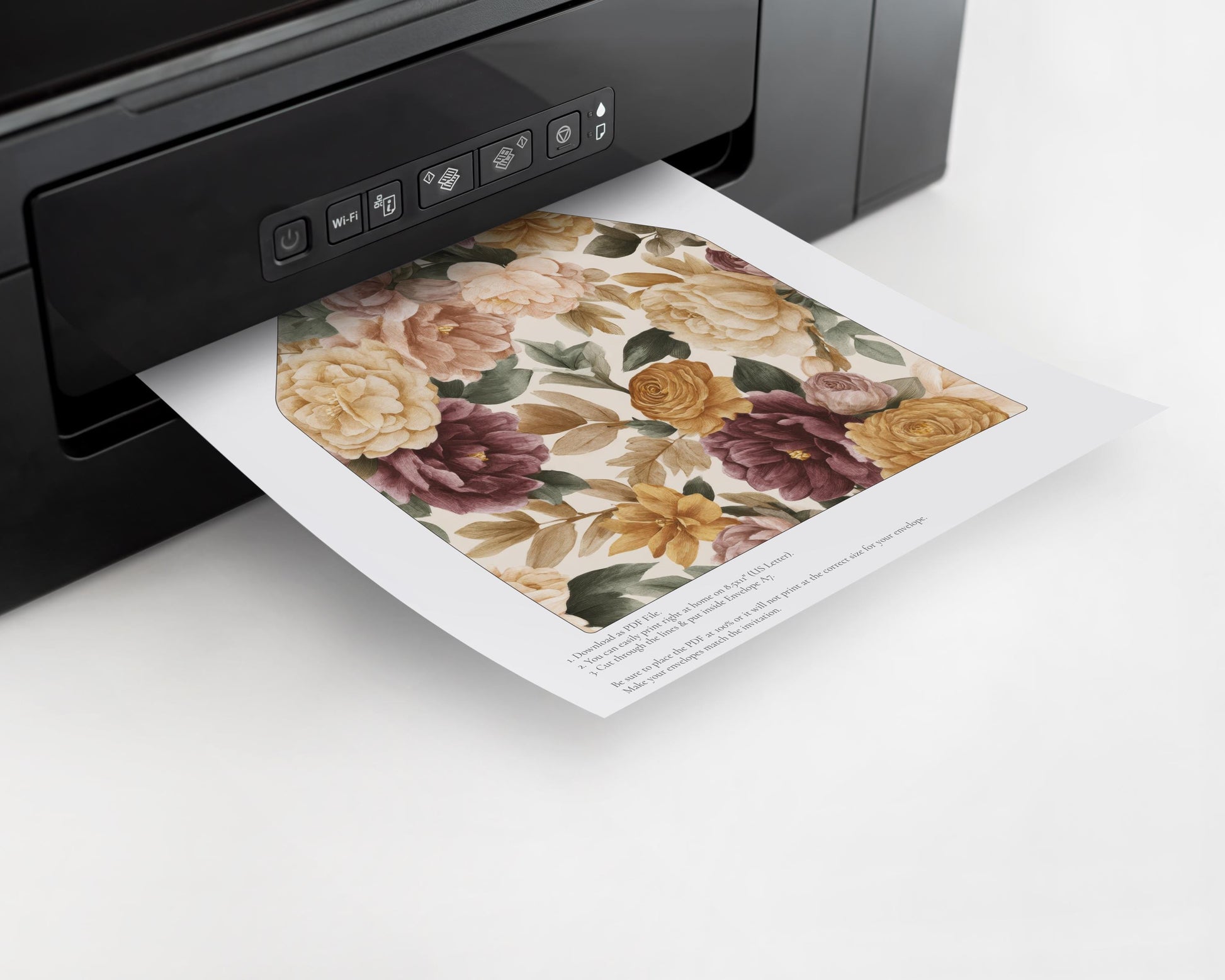 Wine Floral Envelope Liner Template, Old Money Bridal Shower, Burgundy Wedding, Modern Vintage Night Before Rehearsal Dinner WP1093