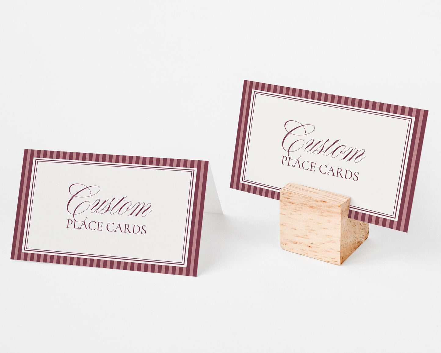 Wine Striped Place Cards Template, Old Money Bridal Shower, Burgundy Wedding, Modern Vintage Night Before Rehearsal Dinner WP1093