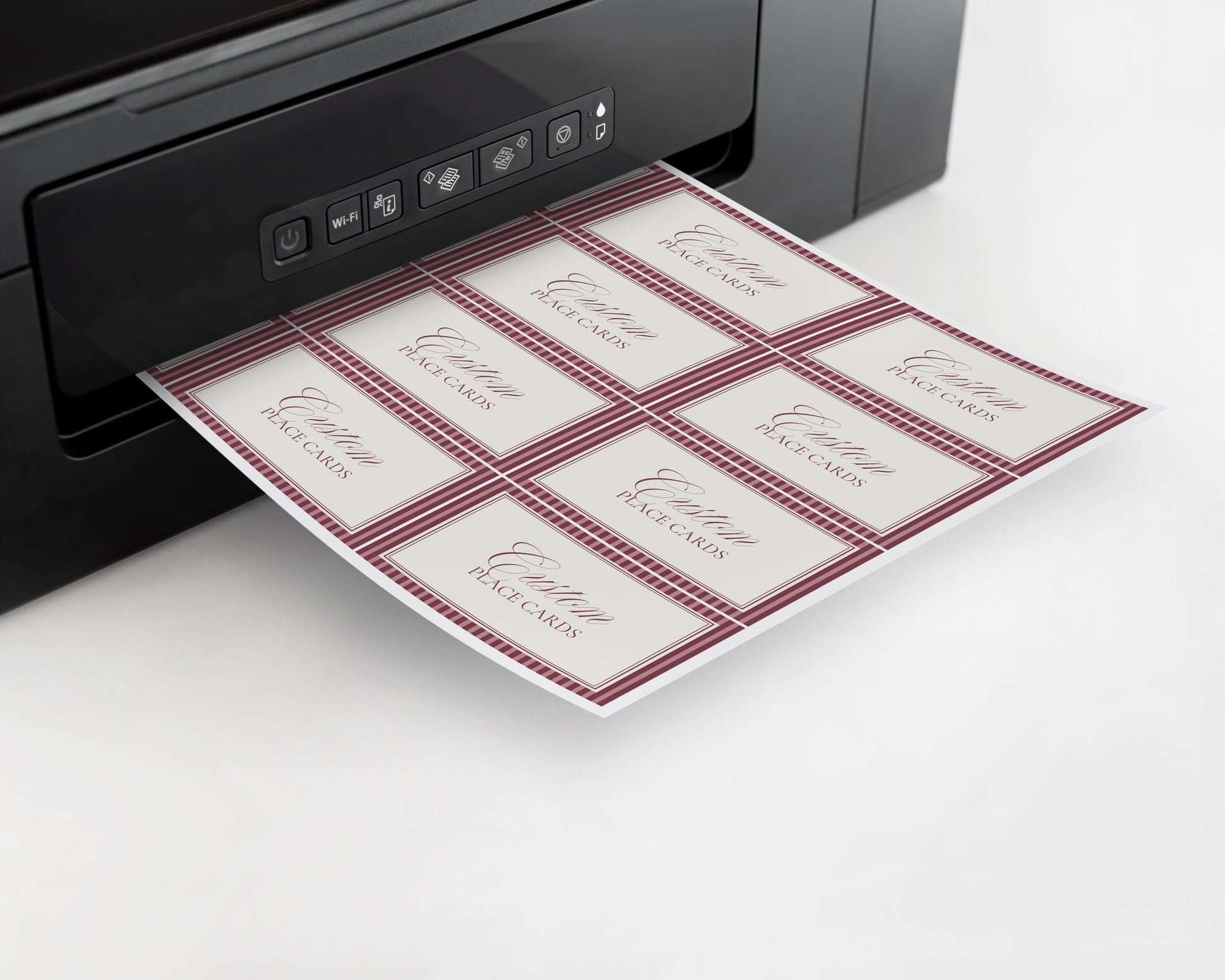 Wine Striped Place Cards Template, Old Money Bridal Shower, Burgundy Wedding, Modern Vintage Night Before Rehearsal Dinner WP1093