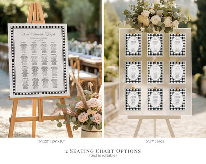 Black Harlequin Pattern Rehearsal Dinner Template Bundle, Checkered Old Money Luxury Night Before Party WP1097