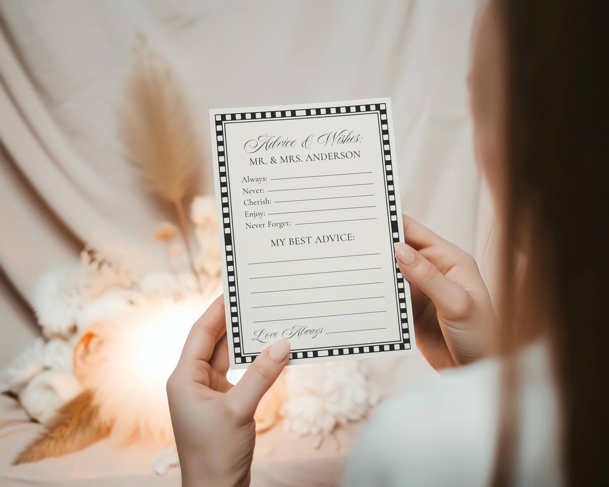 Black Harlequin Pattern Advice for Mr & Mrs Cards Template, Checkered Old Money Night Before Bridal Shower, Timeless Wedding Decor WP1097