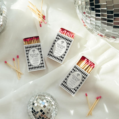 Black Harlequin Pattern Matchbox Cover Template, Old Money Bridal Shower, Checkered Old Money Black and White Wedding Reception WP1097