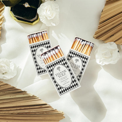 Black Harlequin Pattern Matchbox Cover Template, Old Money Bridal Shower, Checkered Old Money Black and White Wedding Reception WP1097
