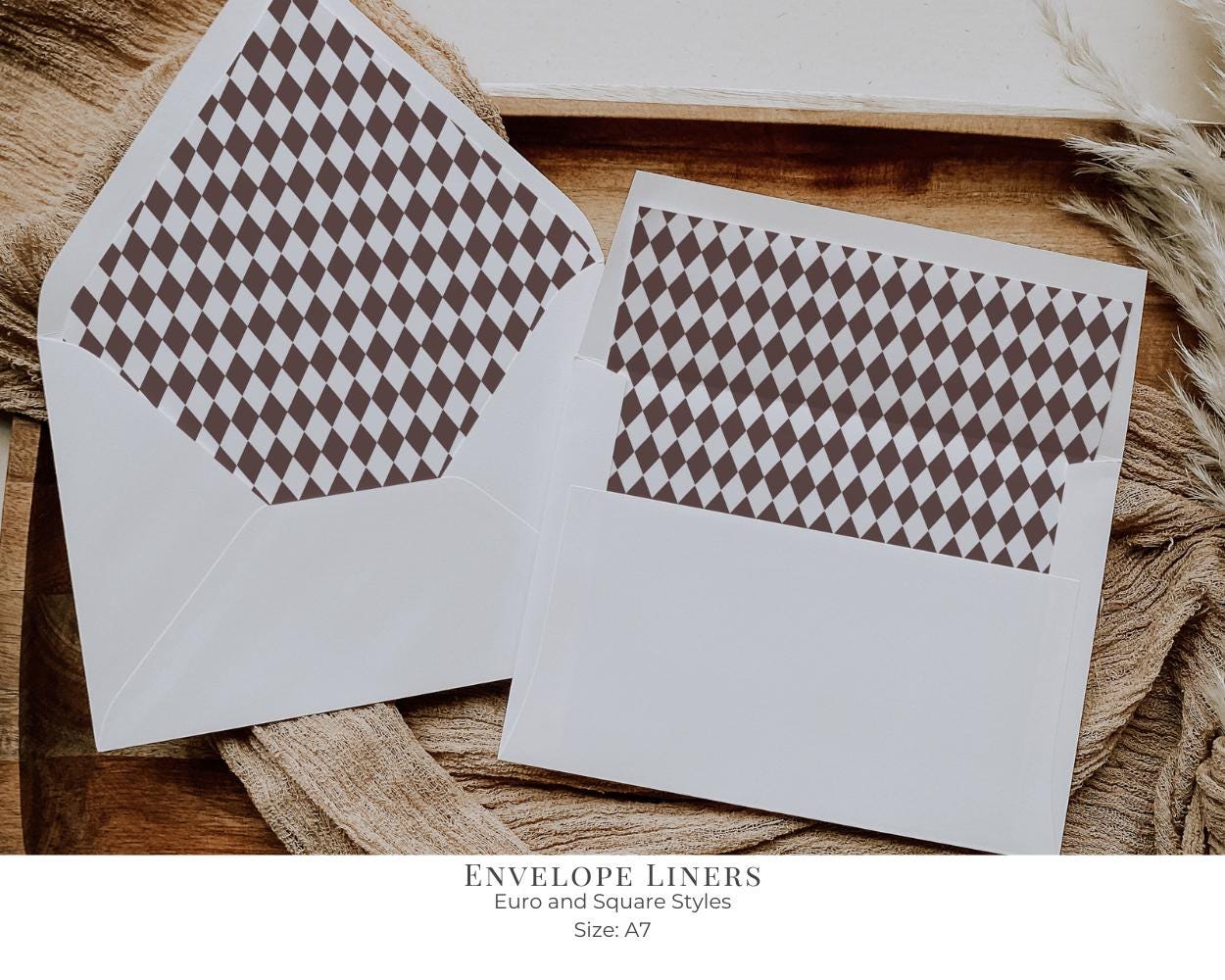 Brown Harlequin Pattern Bridal Shower Template Bundle, Checkered Old Money Luxury Bridal Brunch WP1098