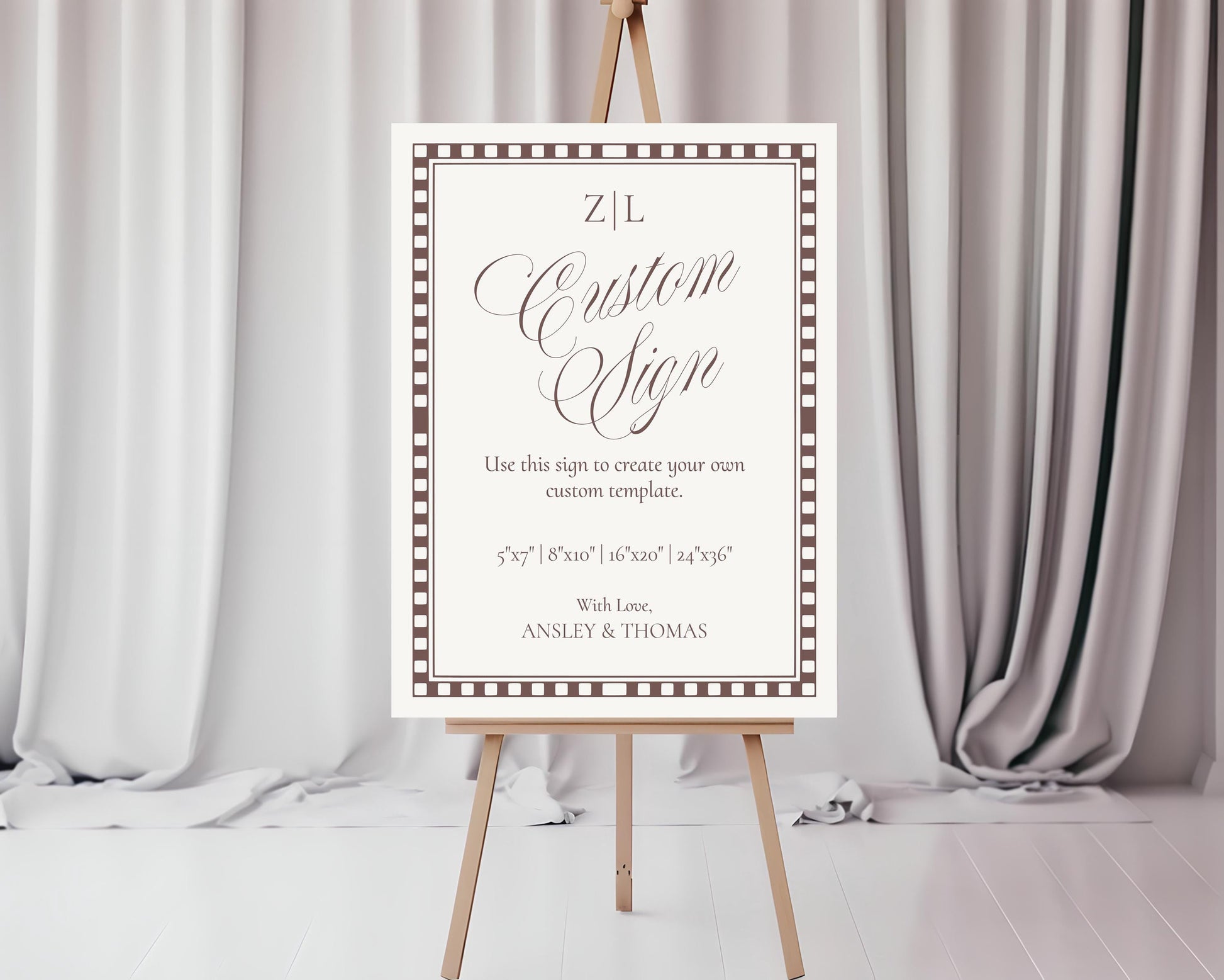 Brown Harlequin Pattern Custom Sign Template, Checkered Old Money Luxury Night Before Bridal Shower, Timeless Wedding Decor WP1098