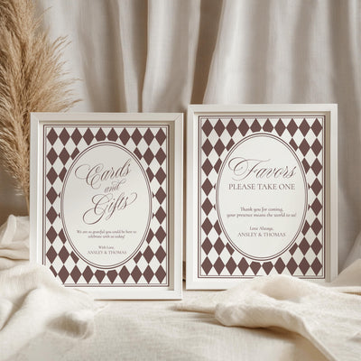 Brown Harlequin Cards & Gifts and Favors Sign Template