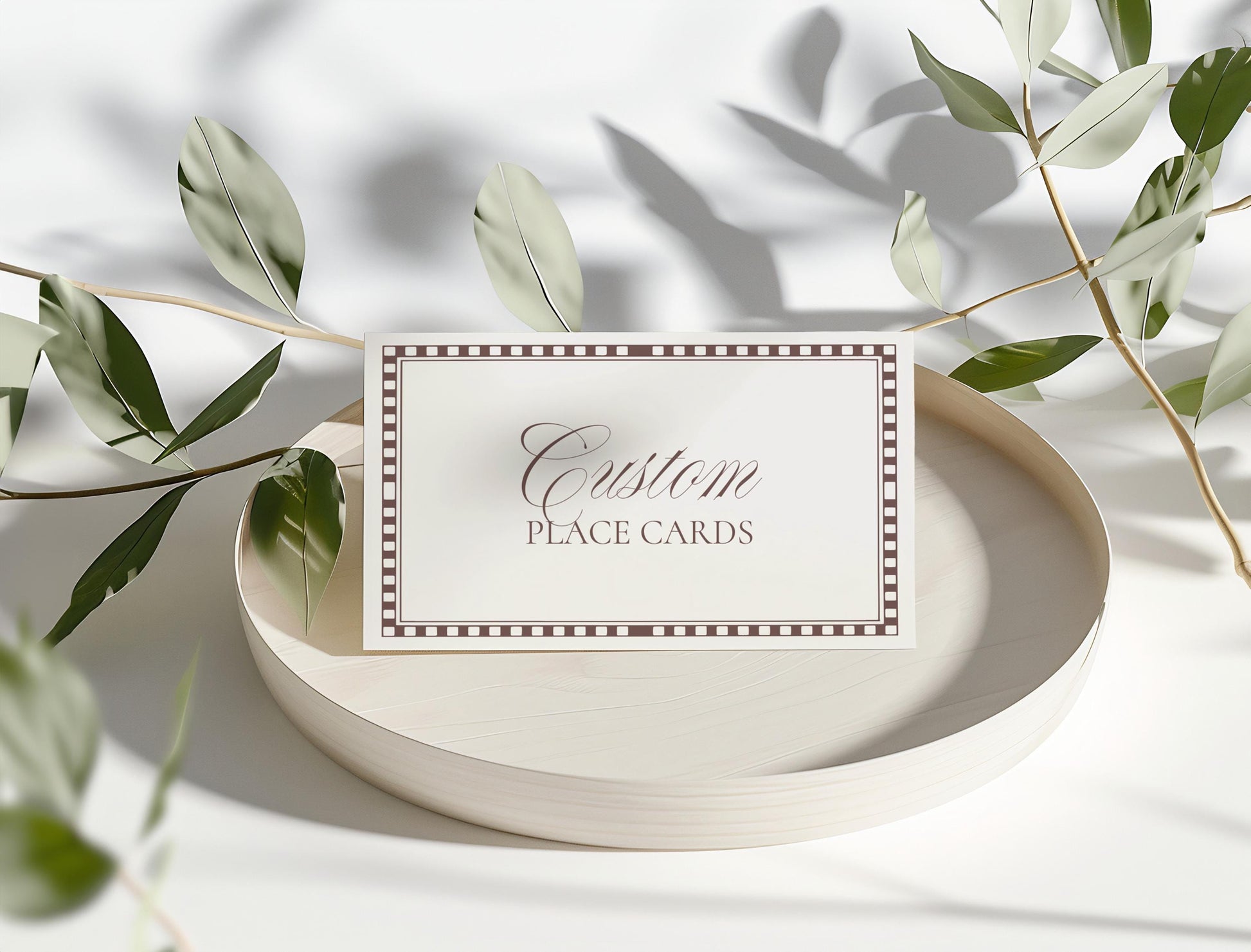 Brown Harlequin Pattern Place Cards Template, Checkered Old Money Luxury Ceremony Black and White Wedding Reception WP1098