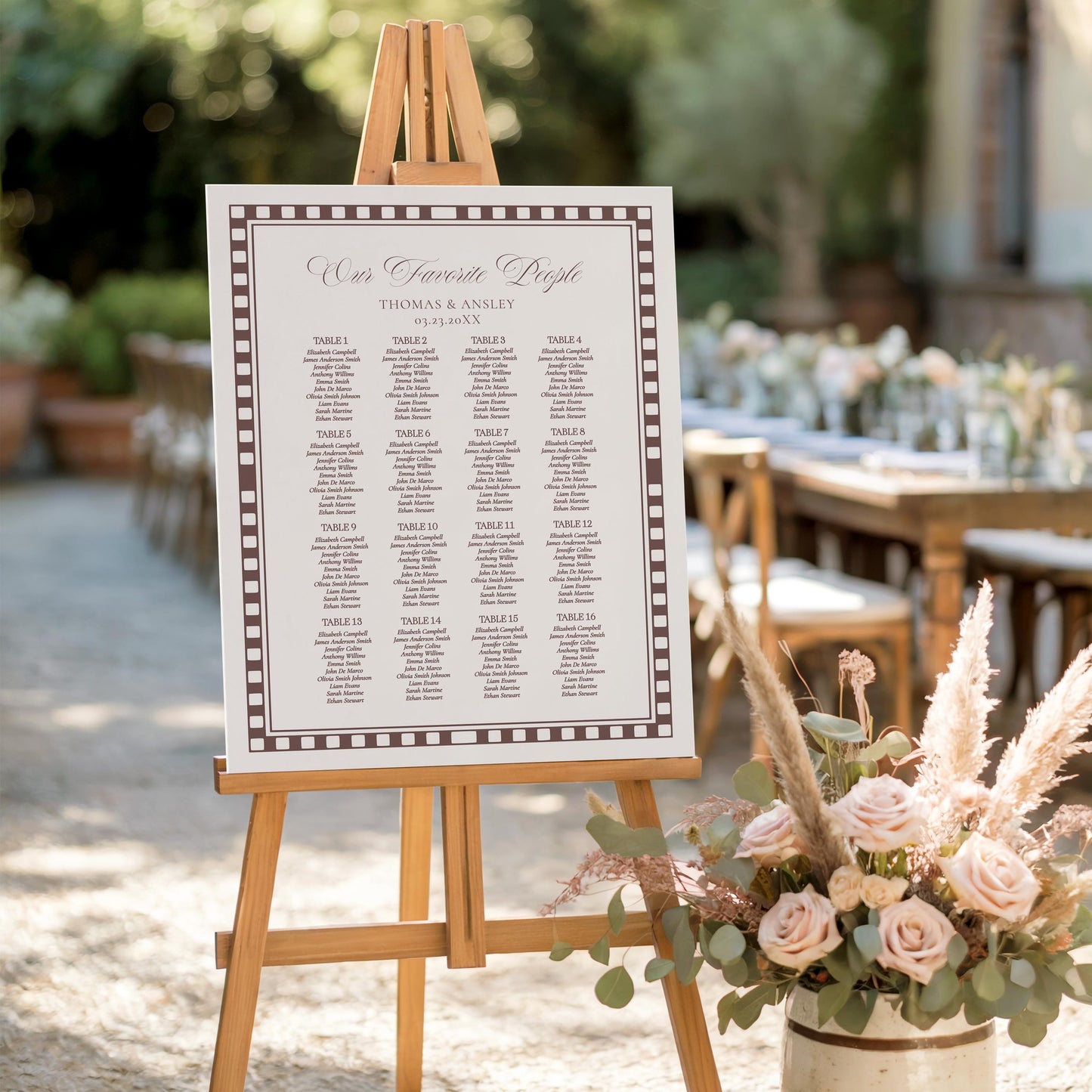 Brown Harlequin Pattern Seating Chart Poster Template, Checkered Old Money Luxury Night Before Bridal Shower, Timeless Wedding Decor WP1098