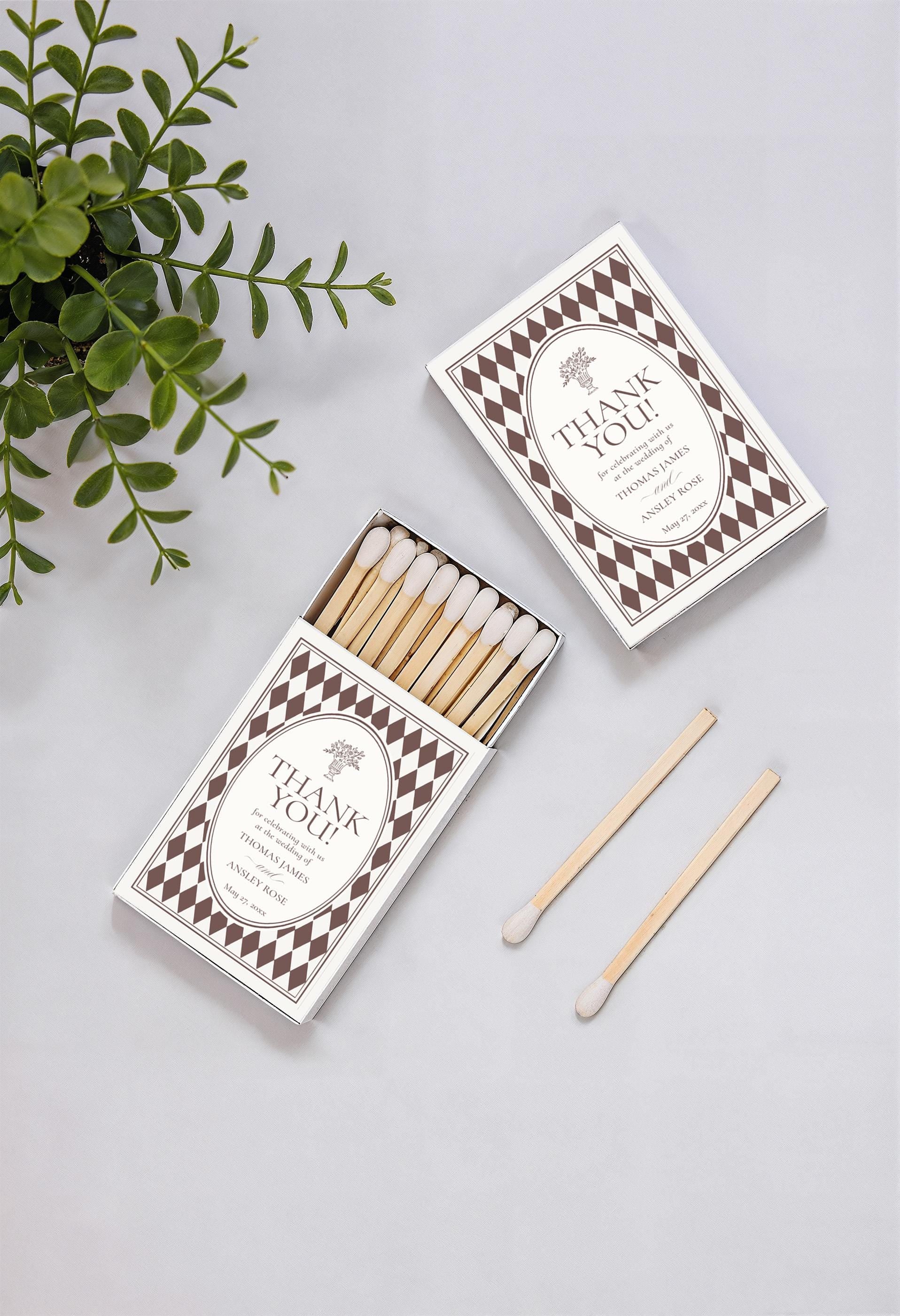 Brown Harlequin Pattern Matchbox Cover Template, Old Money Bridal Shower, Checkered Old Money Black and White Wedding Reception WP1098