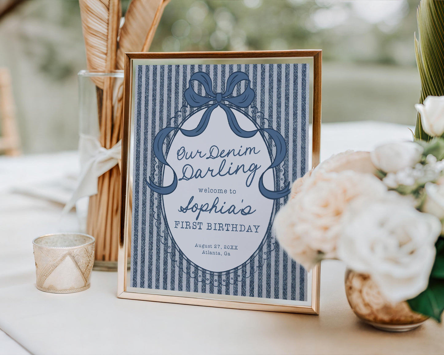 Blue Jean Birthday Welcome Sign Template, Denim Darling Bday Celebration WP1089
