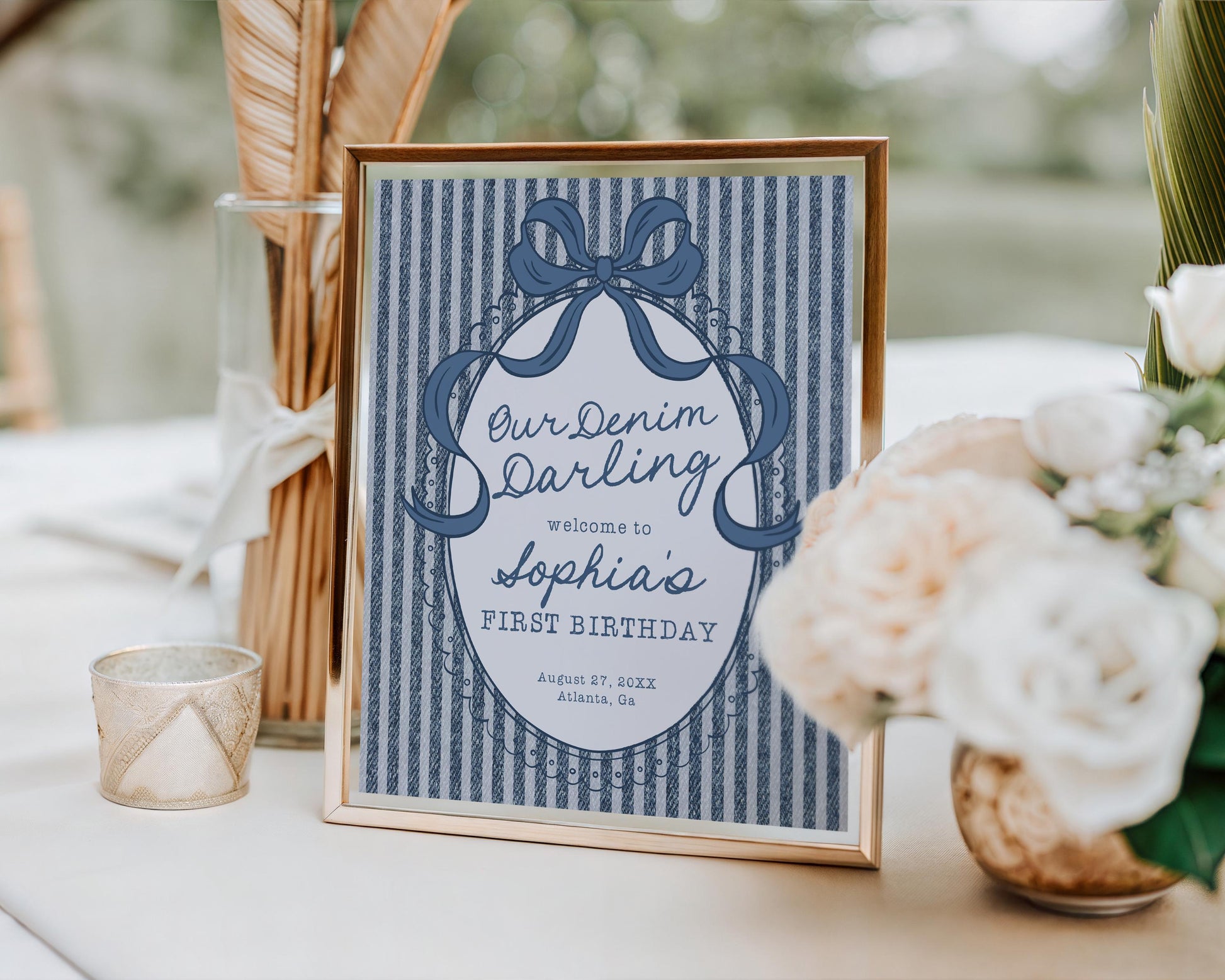 Blue Jean Birthday Welcome Sign Template, Denim Darling Bday Celebration WP1089