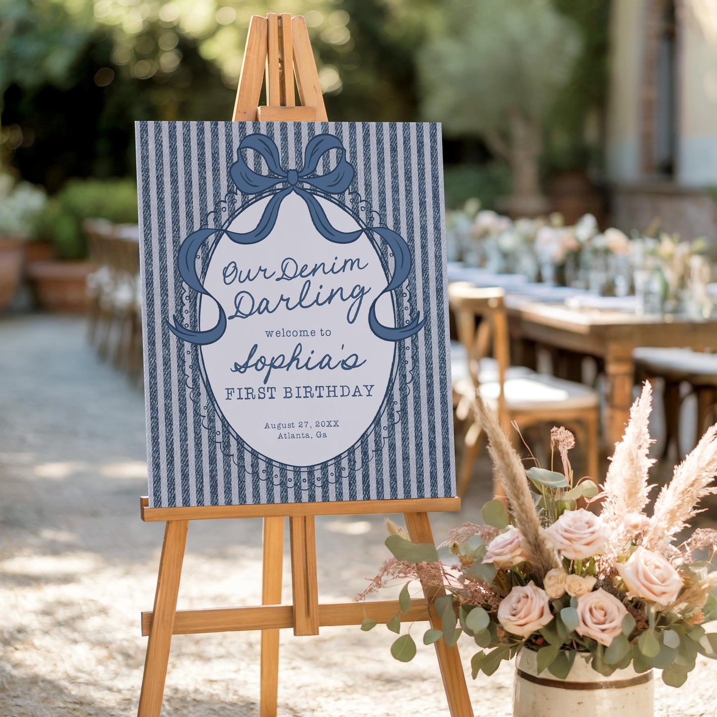 Blue Jean Birthday Welcome Sign Template, Denim Darling Bday Celebration WP1089