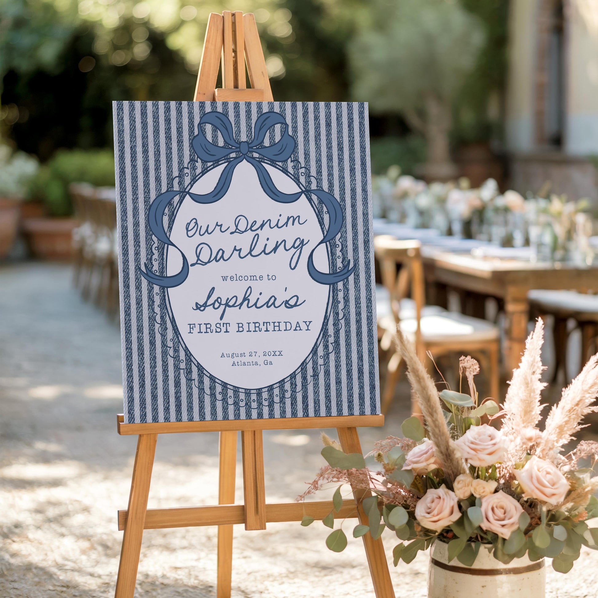 Blue Jean Birthday Welcome Sign Template, Denim Darling Bday Celebration WP1089