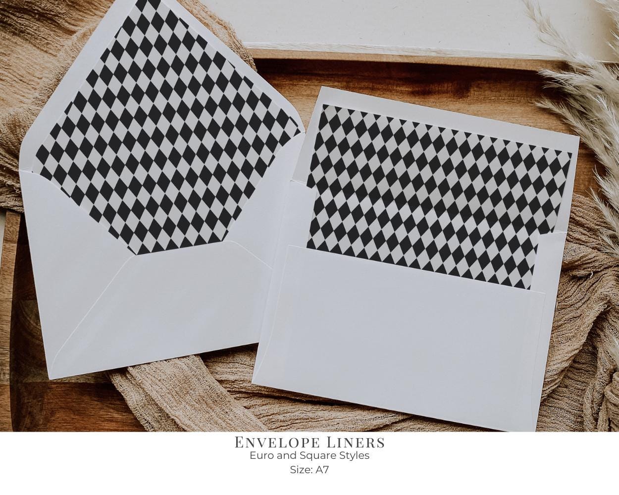 Black Harlequin Pattern Wedding Template Bundle, Checkered Old Money Luxury Ceremony Black and White Wedding Reception WP1097