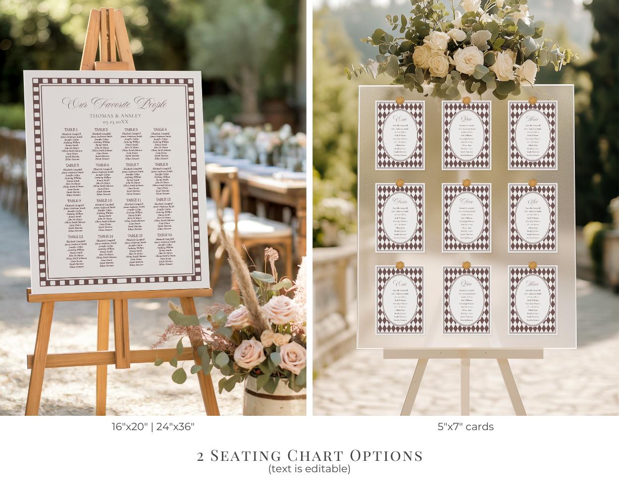 Brown Harlequin Pattern Rehearsal Dinner Template Bundle, Checkered Old Money Luxury Night Before Party WP1098