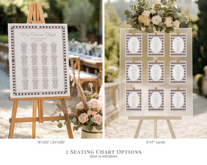 Brown Harlequin Pattern Rehearsal Dinner Template Bundle, Checkered Old Money Luxury Night Before Party WP1098