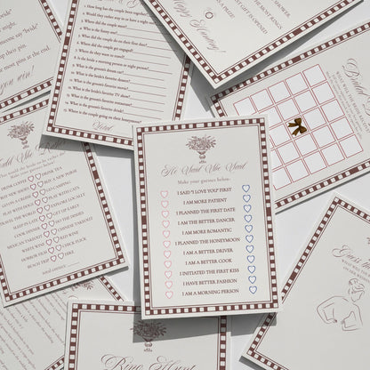 Brown Harlequin Pattern Bridal Shower Games Template, Checkered Old Money Luxury Bridal Brunch WP1098