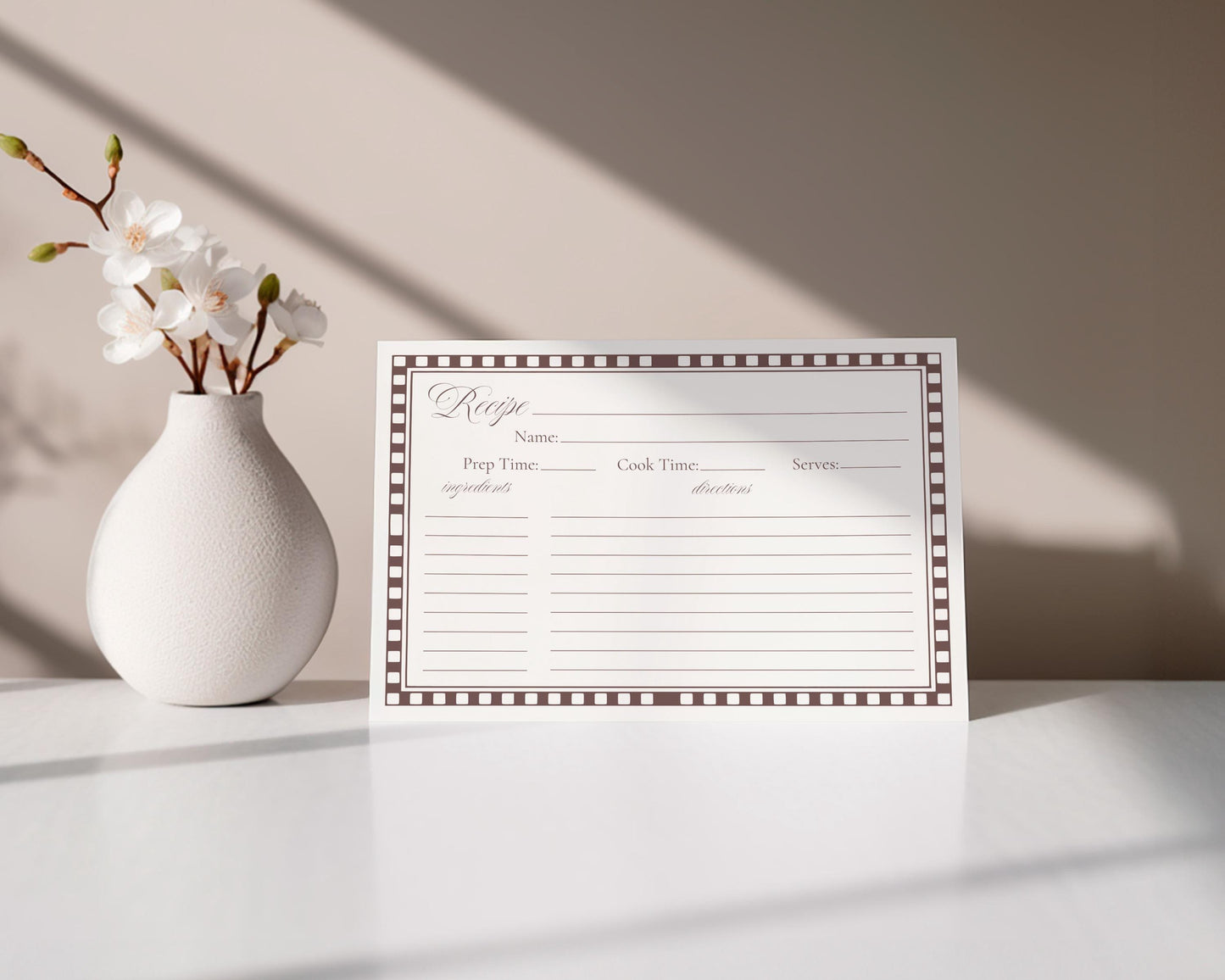 Brown Harlequin Pattern Recipe Card Bridal Shower Template, Checkered Old Money Luxury Bridal Brunch WP1098