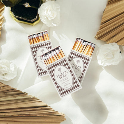 Brown Harlequin Pattern Matchbox Cover Template, Old Money Bridal Shower, Checkered Old Money Black and White Wedding Reception WP1098