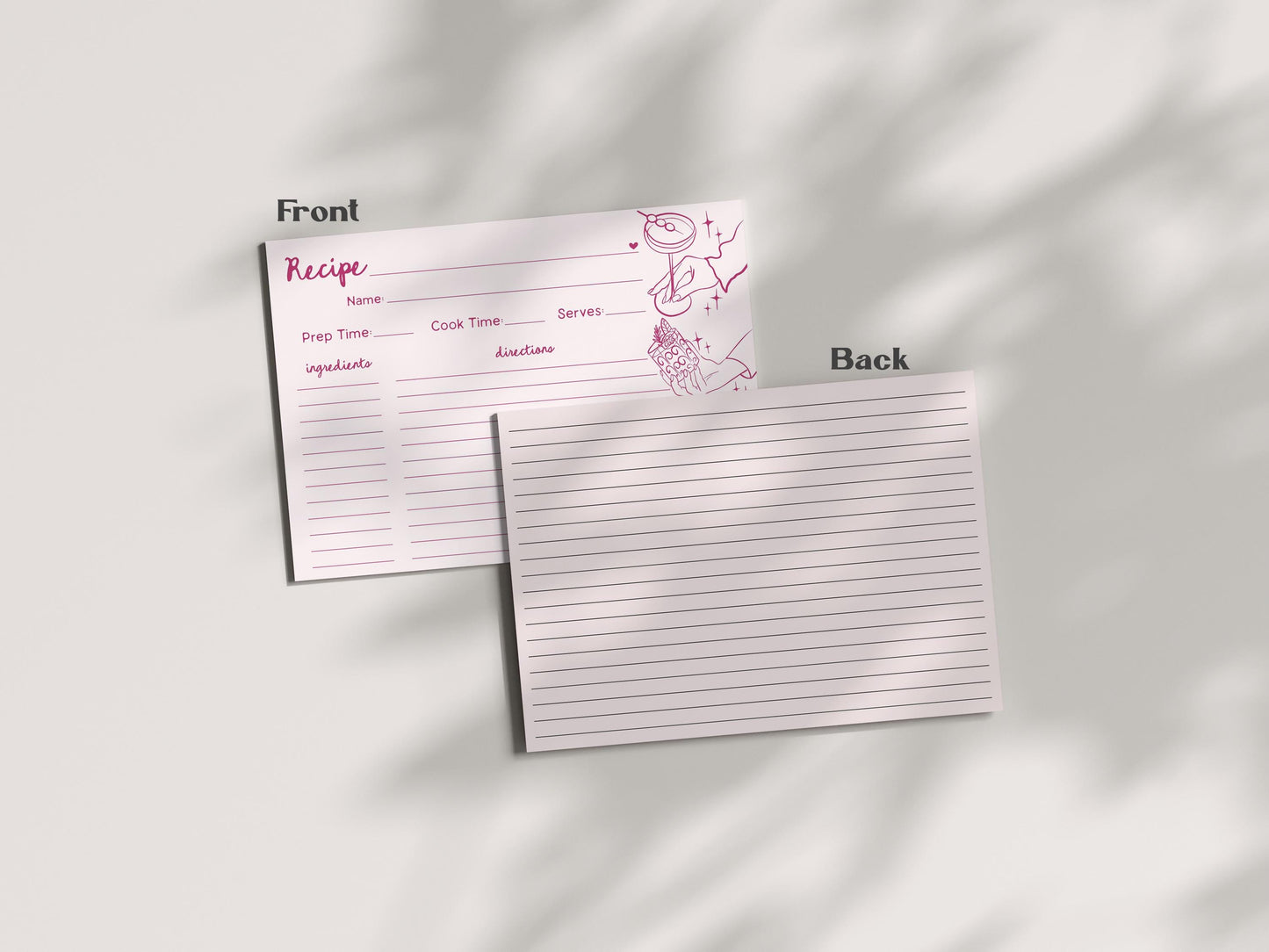 Pink Cocktail Party Recipe Cards, Printed & Shipped, Cocktail Party Stationery