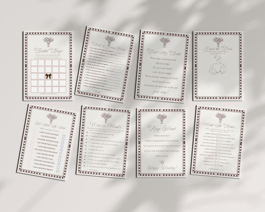 Brown Harlequin Pattern Bridal Shower Games, Printed & Shipped, Party Games