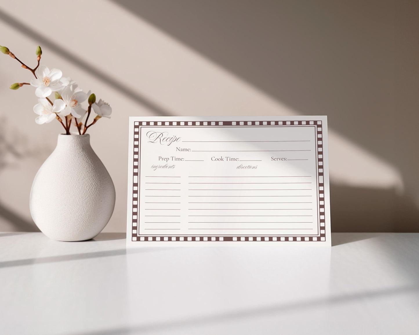 Brown Harlequin Pattern Share a Recipe Cards, Printed & Shipped, Party Stationery