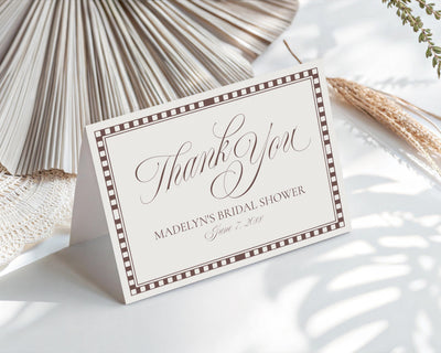 Brown Harlequin Pattern Thank You Cards, Printed & Shipped, Party Stationery
