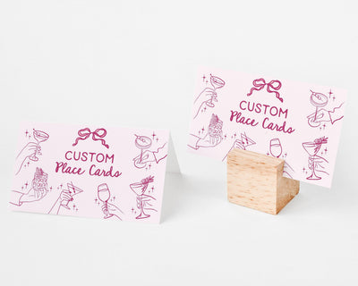 Pink Cocktail Party Place Cards, Printed & Shipped, Cocktail Party Stationery