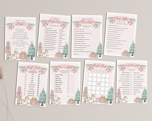 Pink Nutcracker Baby Shower Games Set Printable Template