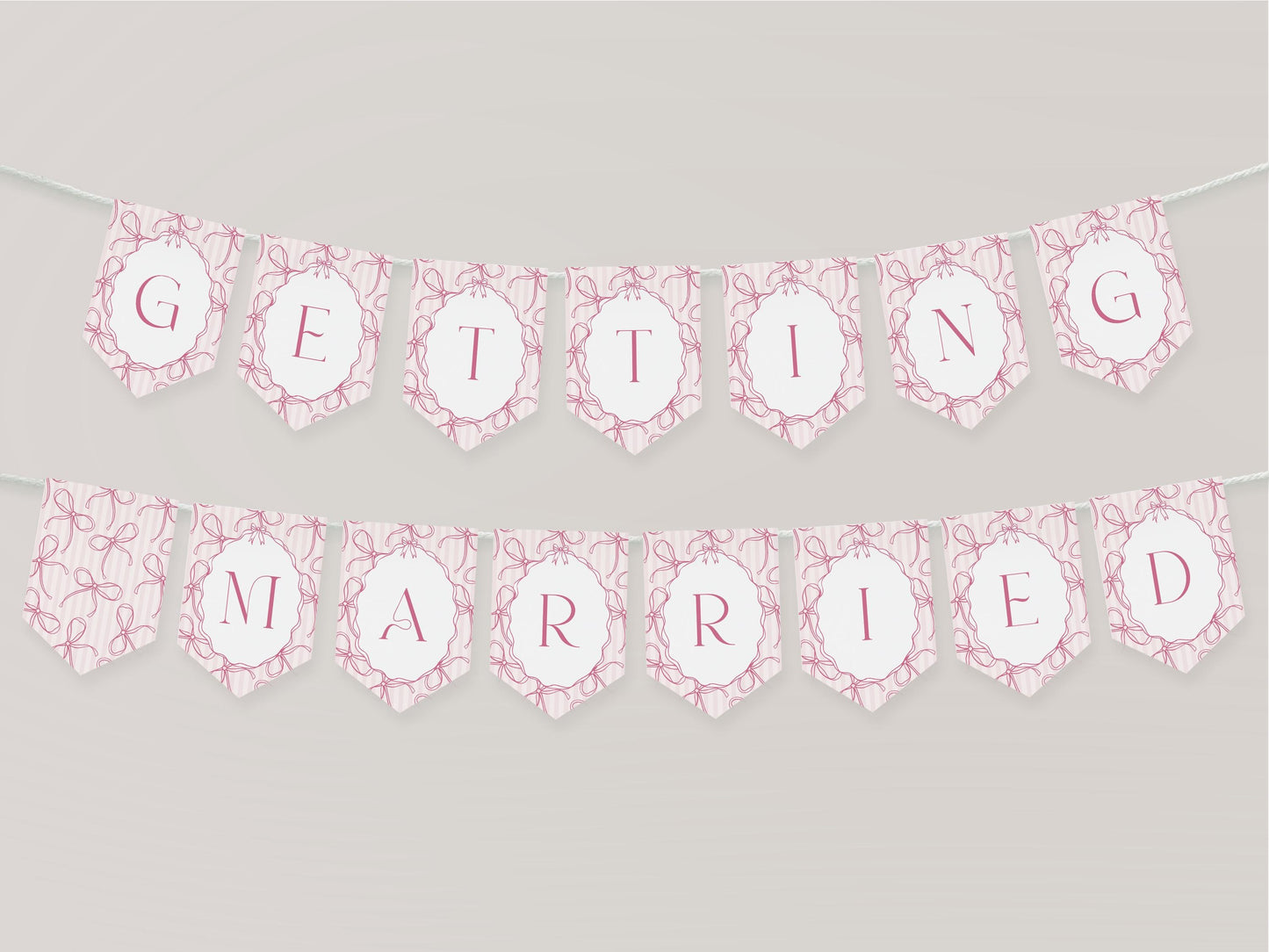 Pink Coquette Bow Bridal Shower Banner Template, Pastel Pink Grandmillennial Theme Bridal Brunch with Whimsical Tying The Knot Bows WP1060