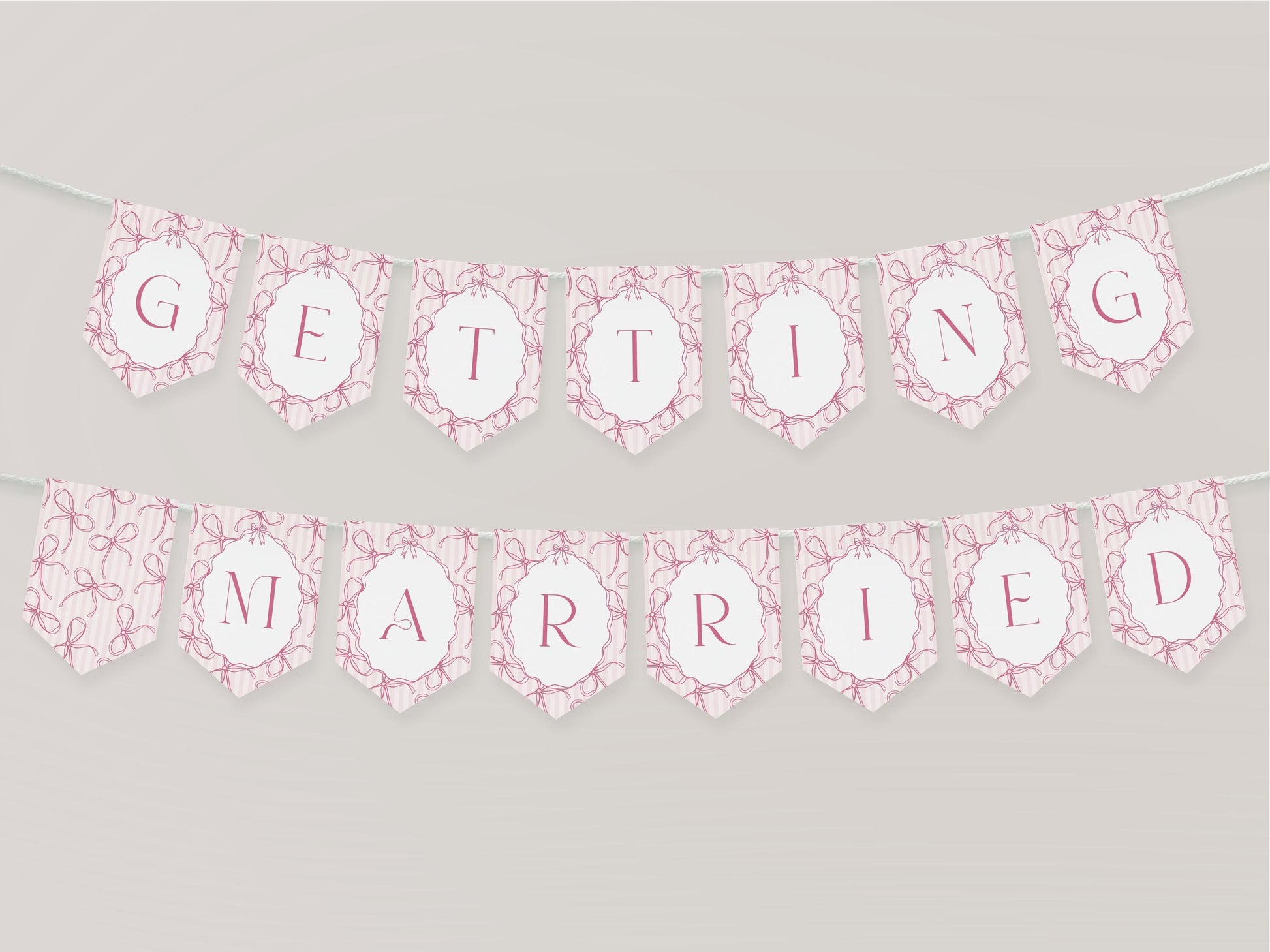 Pink Coquette Bow Bridal Shower Banner Template, Pastel Pink Grandmillennial Theme Bridal Brunch with Whimsical Tying The Knot Bows WP1060