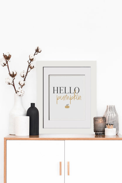 Hello Pumpkin, Fall Thanksgiving Decor, Friendsgiving Favors, Dining Room Table Setting Placemat Print