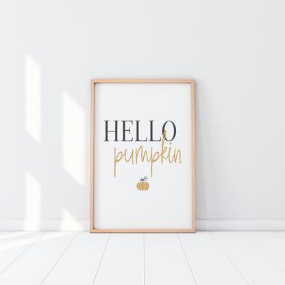 Hello Pumpkin, Fall Thanksgiving Decor, Friendsgiving Favors, Dining Room Table Setting Placemat Print