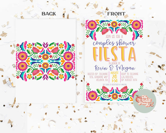 Fiesta Couples Shower Party Invitations Printable Template, editable Mexican engagement party, bridal shower, INSTANT DOWNLOAD