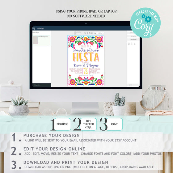 Fiesta Couples Shower Party Invitations Printable Template, editable Mexican engagement party, bridal shower, INSTANT DOWNLOAD