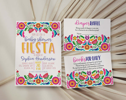 Fiesta Baby Shower Party Invitation Printable Template, mexican gender neutral baby shower, books for baby, INSTANT DOWNLOAD diaper raffle