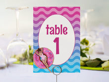  Ombre Pool Party Table Numbers Printable Template, Summer Bachelorette Party, 21st Birthday party, INSTANT DOWNLOAD sorority summer party