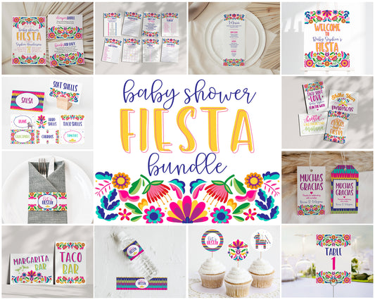 Fiesta Baby Shower Party Bundle Printable, fiesta baby sprinkle, INSTANT DOWNLOAD, Editable Template, fiesta banner, baby shower games