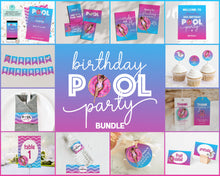  Ombre Pool Party Sweet 16 Pool Party Bundle Printable, teen girl summer birthday party INSTANT DOWNLOAD, pink ombre flamingo pool party