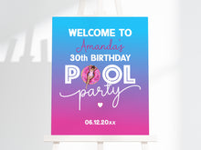  Ombre Pool Party Welcome Sign Printable Template, summer birthday party decor for graduation summer pool party bachelorette party decor
