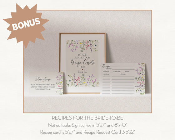 Delicate Wildflower Bridal Shower Bundle Printable, Engagement Shower, wedding shower invites, Editable Template, Bridal Shower Games