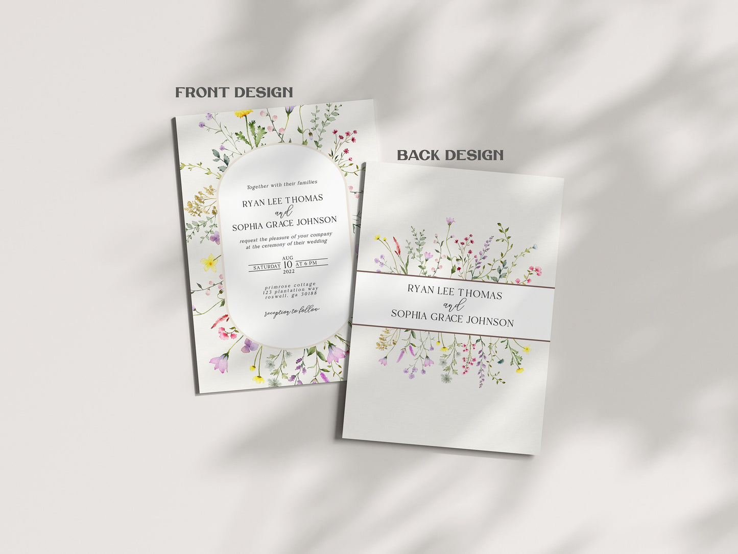 Delicate Wildflower Wedding Decor Bundle Printable, printable floral wedding invites, instant download Editable Template, Sign Bundle