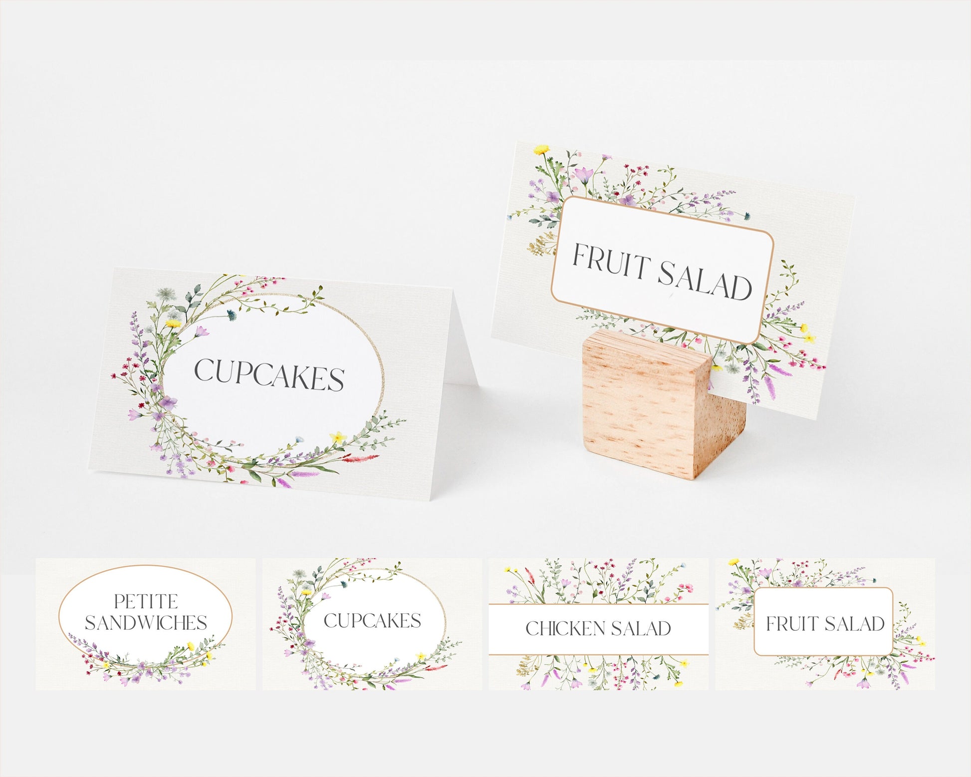 Delicate Wildflower Shower Place Card Printable Template, Floral buffet Place Card Wildflower Escort Cards Editable Place Card Corjl