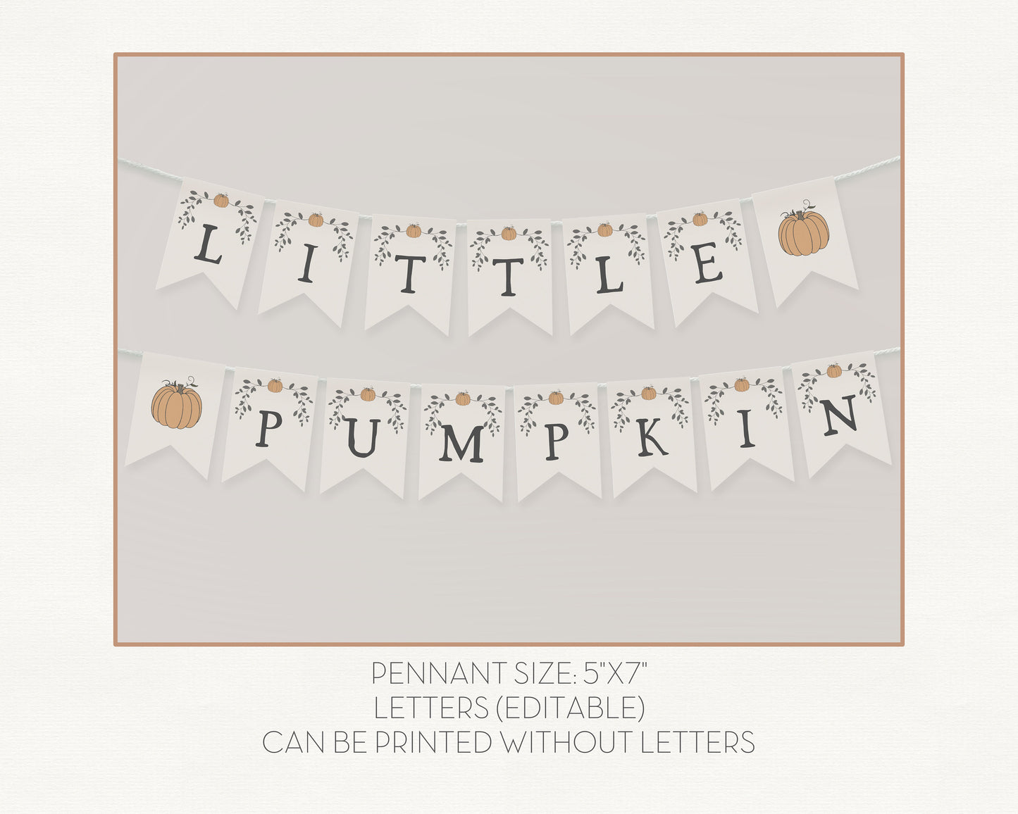 Little pumpkin fall party banner printable decor, fall friendsgiving Pennant, autumn baby shower, thanksgiving dinner decor, first birthday